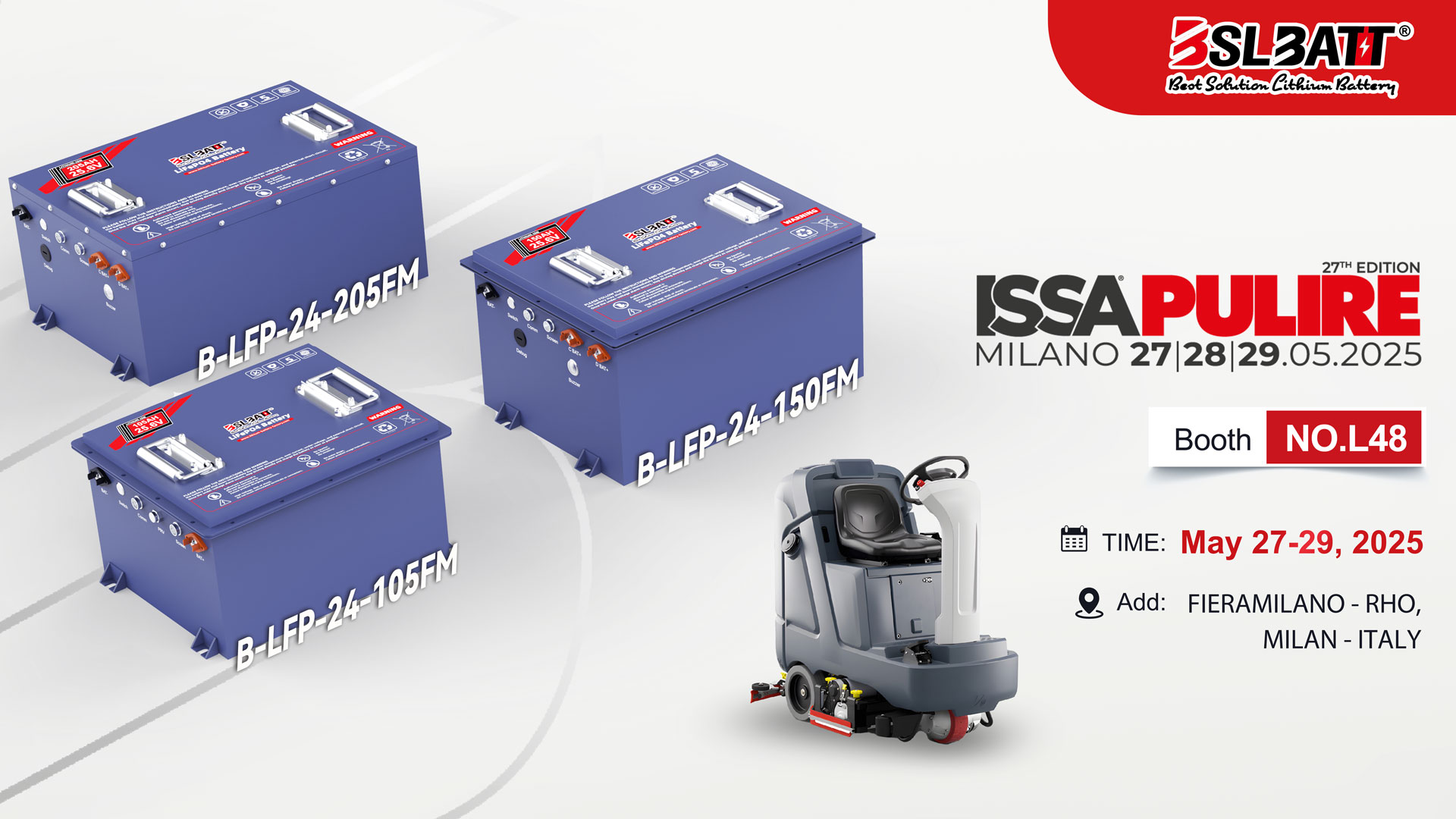 Visit BSLBATT at the ISSA PULIRE Exhibition in Milano – Booth L48!